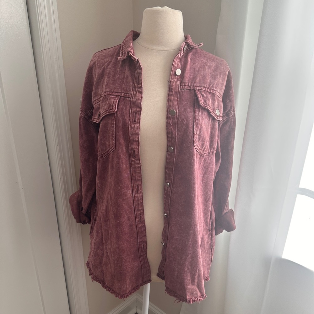 Boutique Maroon Oversized Shacket